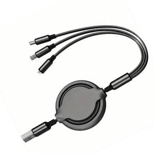 GLOGO 3 in 1 Retractable Charging Cable [3A,3FT] Multi USB Cable Fast Charger Cord for Phone, Samsung, iPad, Tablets, Switch and More - Black