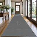 KOZYFLY Extra Long Runners for Hallways 3x20 ft Washable Kitchen Runner Non Slip Rubber Backed Hallway Rug Cotton Entryway Runner Rug Floor Carpet for Indoor Hall, Kitchen, Stair, Grey/Dark Grey