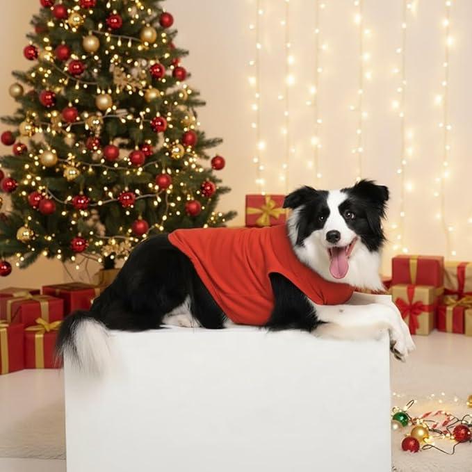 Chol&Vivi Dog Clothes, 2Pcs Soft Cotton T-Shirts For Medium, Extra Large Dogs (Red, M (18" Chest))