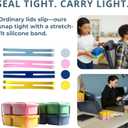 2 Pack Reusable Silicone Snack Containers with Lid, Strap, Spoon & Fork-2 Compartments Portable Mini ContainersSilicone Snack Storage Box for Picnic, Office, School(blue+green)