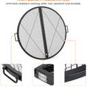 Stanbroil X-Marks Fire Pit Cooking Grill Grates, Foldable Round Cooking Grate with Handles, 36 Inch Portable Outdoor Campfire BBQ Grill, Black
