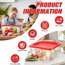 WELKOR Square Storage Container with Lid, Commercial Box with Measurement Marks & Handle, for Baking, Dough Proofing, Meat Brining, Kitchen Tool(Red, 7.5QT-4PACK)