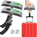 2 Pcs - silver Travel Digital Luggage Scale - Portable Baggage Scale - Suitcase Weight Scale - Ideal for Travel Scale Luggage Weight - 110LB/50KG, Includes Battery - Temperature Display Hanging Scales