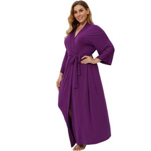 Super Shopping-zone Women's Plus Size Long Robes Kimonos Plus Size Maternity Robes Delivery Robes Sleepwear (4X, Purple)