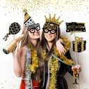 30Pcs New Year's Eve Photo Booth Props with Stick, 2026 NYE Theme Selfie Props, NY Party Supplies, Photography Backdrop Decorations Kit