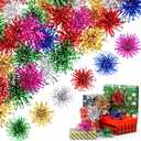 Yunlly 40 Pcs 4 Inch Christmas Self Adhesive Gift Bows, Multicolor Present Bows for Gift Wrapping Holiday Christmas Birthday Party Decoration Present (Red Green Gold Silver Blue Rose Red)