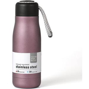 Mini Water Bottle, Dusgut 12 oz Water Bottle Reusable,Vacuum Insulated, Stainless Steel,Wide Mouth Portable Lid, Light Pink