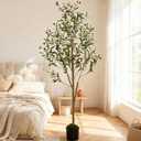 5ft (150 cm) Artificial Olive Tree with Black Plastic Pot & Moss  720 Leaves, 40 Olives, Realistic Fake Indoor Potted Plant for Home, Bedroom, Office & Living Room Decor
