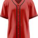 Baseball Jersey for Men,Blank Baseball Jerseys Shirts Short Sleeve Hip Hop Sports Casual Button-Down Uniforms (Red, M)