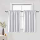 White Room Darkening Curtains for Kitchen/Bedroom, 60*36 In- Energy Saving Window Drapes for Nursery with Rod Pocket, Set of 2 Panels