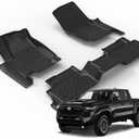 Floor Mats for Toyota Tacoma 2024-2025 Crew Cab, All Weather Floor Liner for Tacoma 2024-2025 TPE Custom Fit Car Mats Front&Rear 2 Row Mats, Black