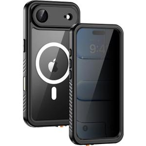 Lanhiem Magnetic for iPhone 17 Air Case Privacy, Waterproof Dustproof Case, [Built in Anti-Spy Screen Protector] [Fit for MagSafe] Heavy Duty Full Body Rugged Clear Cover for iPhone 17 Air 6.5 inch