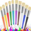 Paint Brushes for Kids, 10 Pcs Big Washable Chubby Toddler Paint Brushes, Easy to Clean & Grip Round and Flat Preschool Paint Brushes with No Shed Bristle for Acrylic Paint, Washable Paint (Assorted Colors)