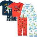 Disney unisex-child 6-piece Snug-fit Cotton Pajama Set, Soft & Cute for Kids (3T, Race Space Scare)