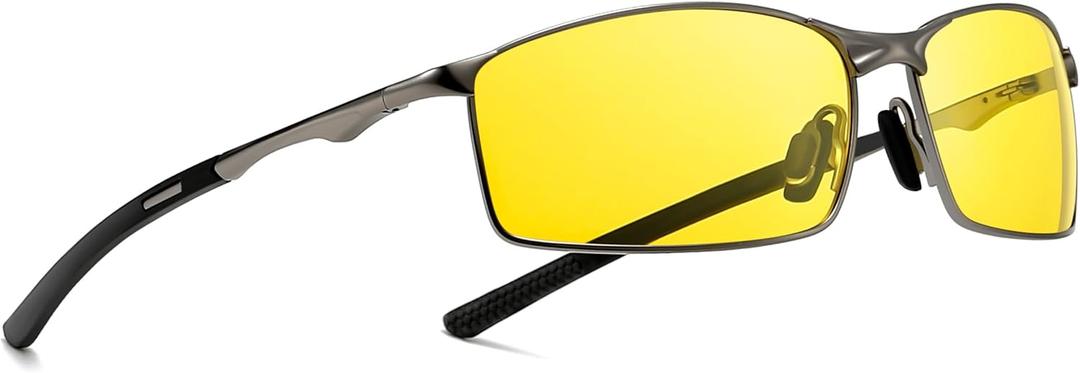 Men's Polarized SunglassesUltra Light Rectangular Metal Frame with Spring Hinge for Driving & Golf