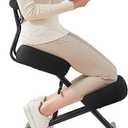 SOMEET Ergonomic Kneeling Chair with Back Support, Ergonomic Kneeling Tool with Brake and Smooth Gliding Casters, Adjustable Stool for Home and Office, Posture Chair to Relieve Back Pain, Black Linen