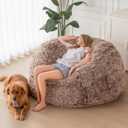 MAXYOYO Giant Bean Bag Chair Bed for Adults, Convertible Beanbag Folds from Lazy Chair to Floor Mattress Bed, Large Floor Sofa Couch, Big Sofa Bed, High-Density Foam Filling, Machine Washable, Queen