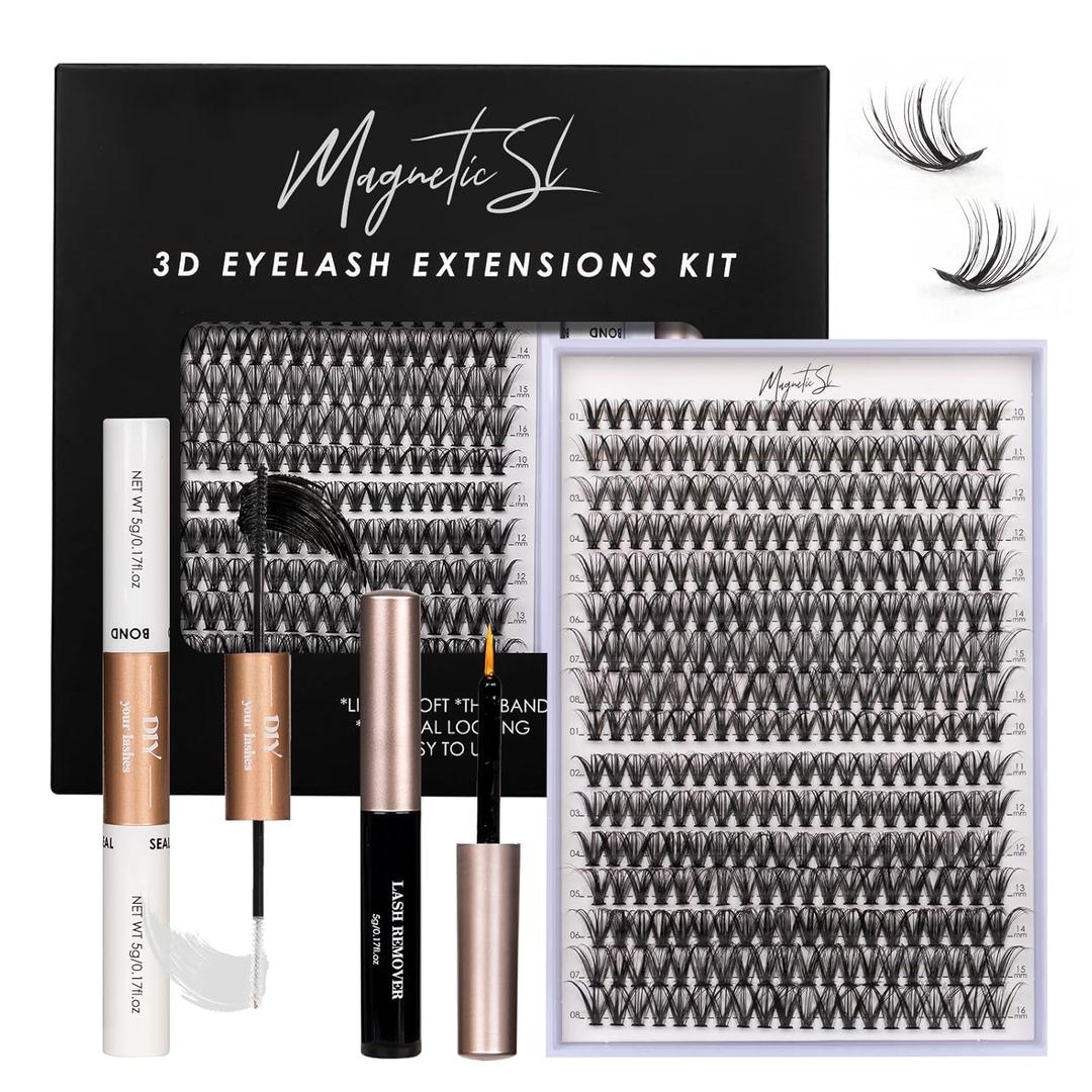 Lash Clusters DIY Lash Extensions Kit 320pcs Individual Lashes Clusters 30D 40D Eyelash Extension Kit with Applicator and Lash Bond&Seal,Clusters Lash Glue Remover Mix 10-16mm (30D+40D-320 KIT)