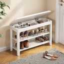 Shoe Rack Bench Seat Rubberwood 2-Tier Wooden Storage Bench 550lbs Compact Mid-Century Modern Design for Entryway, Hallway, Closet, Front Door Entrance, Foyer