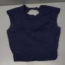 ABOCIW Women Twist Back Workout Top with Built in Bra Cap Sleeve Pilates Yoga Crop Top Athletic Gym Shirt (Small, Navy)