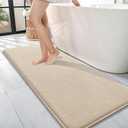 OLANLY Thick Memory Foam Bathroom Runner Rugs 47x17, Extra Soft Absorbent Long Bath Rug, Quick Dry Bath Mats, Non-Slip, Machine Washable Mat for Bathroom, Tub and Shower, Home Decor Accessories, Beige