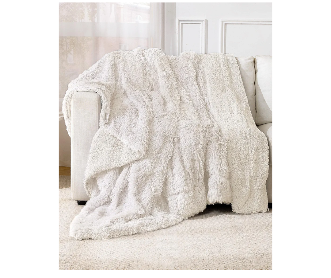 Super Soft Fluffy Fuzzy Faux Fur Sherpa Fleece Blanket Twin Size, Plush Thick Warm Blanket for Bed Couch, College Dorm Essentials Gifts for Girls Boys, Room Decor for Winter, 60" x 80"