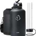 BUZIO Vacuum Insulated Stainless Steel Water Bottle 64oz (Cold for 48 Hrs/Hot for 24 Hrs) BPA Free Double Wall Travel Mug/Flask for Outdoor Sports Hiking, Cycling, Camping, Running (Black)