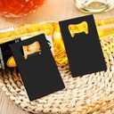Nuogo 4 Pcs Stainless Steel Card Bottle Openers Bulk Metal Card Beer Openers Groomsmen Wallet Bottle Opener for Wedding Party Bridesmaid Favors Gifts (Black)