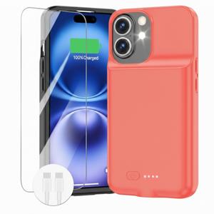 Battery Case for iPhone 16e /16, Fast Charging Case Charger 8500mAh UltraSlim Lightweight Powerful 15W Battery Pack Rechargeable AntiFall TPU Juice Box for iPhone 16e/ for iPhone 16(6.1") pink