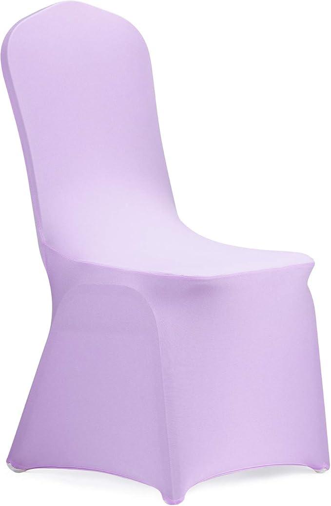 Peomeise Stretch Spandex Chair Cover for Wedding Party Dining Banquet Event (Lavender, 25)