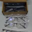 JJWELL 3 Pack Reading Glasses for Men Blue Light Blocking, Lightweight Metal Rectangle Semi Rimless Readers for Men, Anti Eyestrain/UV, Half Frame Spring Hinge Eyeglasses with Pouches 150 (Black Gunmetal Brown)