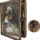 GraduatePro Shadow Box Frame 11x14 Display Case with Linen Back, Real Glass Window Door with Hinge, Picture Frame Wedding Bouquet Memorabilia Medals Photos Memory Box for Keepsakes, Carbonized Black (11"x14"(28x35 cm))