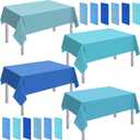 Frienda 12 Pcs Assorted Color Disposable Plastic Tablecloth Rectangle Table Cover Decorative Plastic Disposable Table Cloths for Theme Party Birthday Wedding Picnic Home (Blue Series, 54 x 108 Inch)