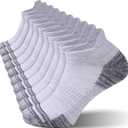 Mens Ankle Running Socks Cushioned Athletic Low Cut Short Socks for Men 5 Pack (9-12, White)