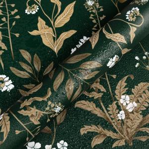 Abyssaly Dark Green Floral Peel and Stick Wallpaper, 17.3" x 118" Vintage Leaf Flower Stick on Wallpaper Contact Paper, Thicken Vinyl Self Adhesive Wall Paper for Bedroom Bathroom Cabinets DIY Decor (Green Gold White)