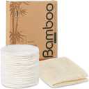 20 Packs Organic Reusable Makeup Remover Pads, Washable Bamboo Cotton Rounds for All Skin Types with Cotton Laundry Bag