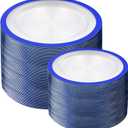 QE 200pcs Royal Blue Paper Plates - Clear Blue Disposable Plates Heavy Duty - Includes 100 10" Dinner & 100 7" Dessert Plates for Party, Birthday & Wedding