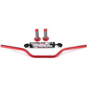 TRAVERSE 7/8" Handlebars 4 Pcs, Cold-Forged Cross Bar Off-Road Motorcycle Handlebars Tubes with Foam Pad and Rubber Grips for CRF YZF KXF KLX RMZ DRZ Pit Dirt Bike Motocross (Red)