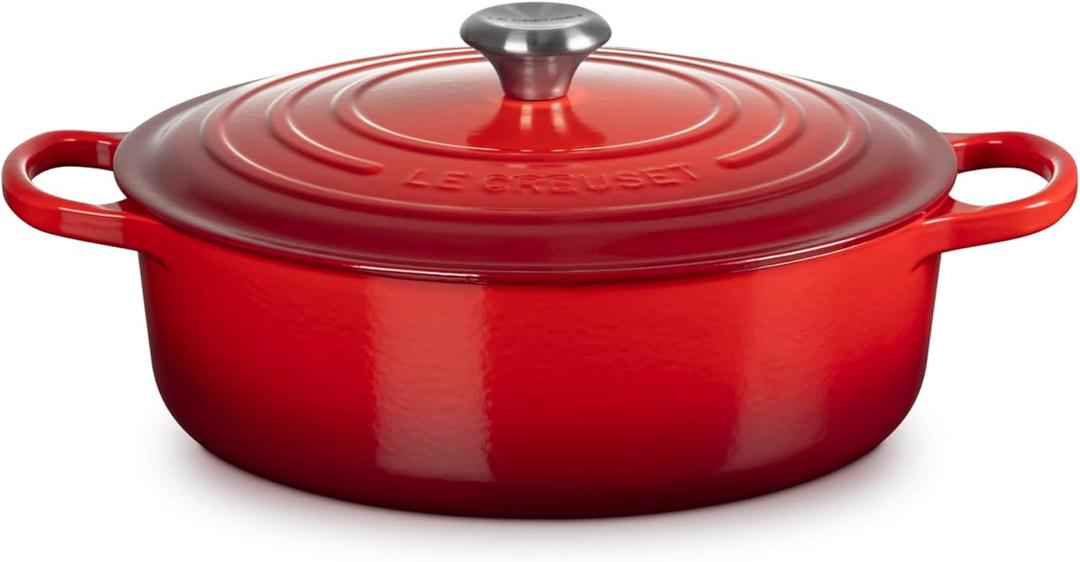 Le Creuset Enameled Cast Iron Signature Round Wide Dutch Oven, 6.75 qt., Cerise