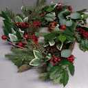 Christmas Wreath for Front Door 22 in Artificial Pine with Red Berries and Pinecones, Full and Lush Holiday Door Decoration for Indoor/Outdoor Use  Handcrafted Festive Greenery Wreath (Holly Leaves)