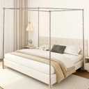 Full Size Canopy Bed Frame, Thicken Stainless Steel, Bed Post Poles, Metal Connectors, Mosquito Curtains, Bedroom Decor