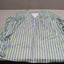 Womens Short Puff Sleeve Striped Blouses Top V Neck Loose Fit Casual Summer Work Blouses Striped Shirt Size Large