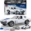 Mattel Brick Shop Hot Wheels Elite Series Building Set, Corvette Grand Sport with 918 Pieces, Realistic Details and Custom Decals, Adult Collectors and Kids Ages 10+