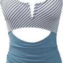 HXN Women's One Piece Swimsuit Tummy Control Bathing Suit Color Block Cutout Slimming Swim Suit Swimwear 2025 (L)