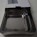 E-far Baking Pans Set of 3, Stainless Steel Sheet Cake Pan for Oven - 12.5/10.5/9.4Inch, Rectangle Bakeware Set for Cake Lasagna Brownie Casserole Cookie, Non-toxic & Healthy, Dishwasher Safe