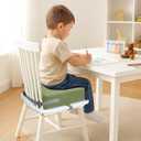 Eiury Toddler Booster Seat Dining Table Kitchen Chair, Waterproof Anti-Scratch PU Cushion, Non-Slip Bottom, Adjustable Buckle Straps, Easy Clean Portable Seat Cushion (Green)