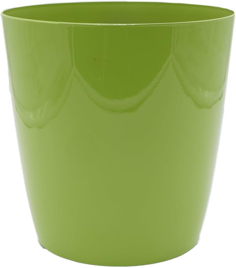 The HC Companies Aria Round Self-Watering Pot - Lightweight Plastic Planter for Herbs & More - Durable Plant Pots for Indoor Plants & Outdoor Plants (8" Glossy Avocado, Pack of 1)