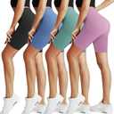 Natural Feelings Buttercloud 4 Pack Biker Shorts for Women-8" High Waist Tummy Control Workout Shorts Athletic Gym Yoga Pants (XX-Large, 4pack Black/Ins Blue/Ins Green/Lavender)