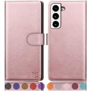 SUANPOT for Samsung Galaxy S22 with RFID Blocking Leather Wallet case Credit Card Holder,Flip Folio Book Phone case Shockproof Cover Women Men for Samsung S22 case Wallet Rose Gold