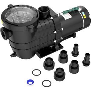 Seeutek 1.5 HP Pool Pump for Above Ground & Inground Pools  6600 GPH Self-Priming, Dual Voltage (115V/230V), 60HZ Silent Operation, Includes Strainer Filter Basket. (Matta Black)
